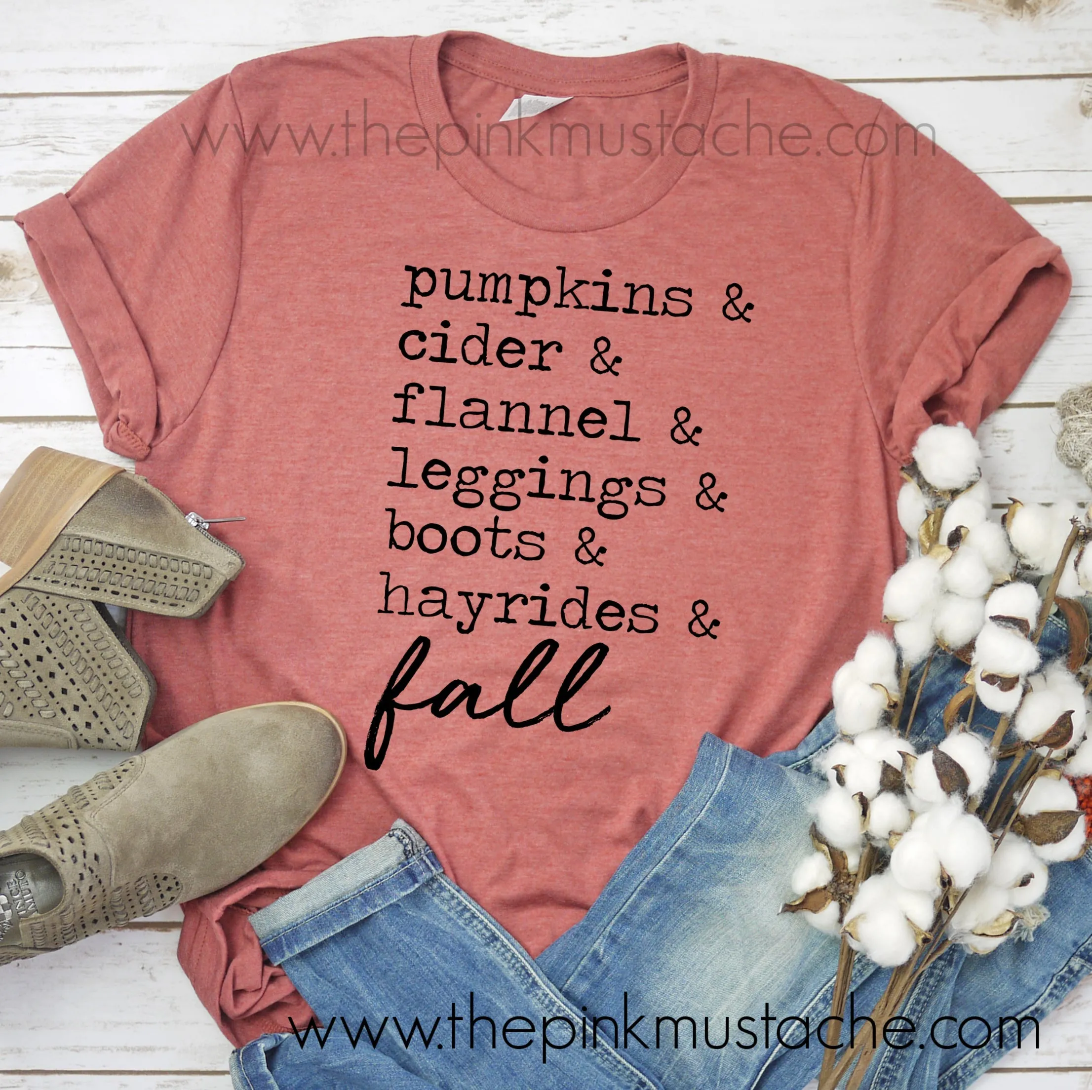 Pumpkins, Cider, Hayrides, Leggings, Boots, Flannel - FALL words Tee/ Bella Canvas / Fall Layering Tee / Teachers Tee