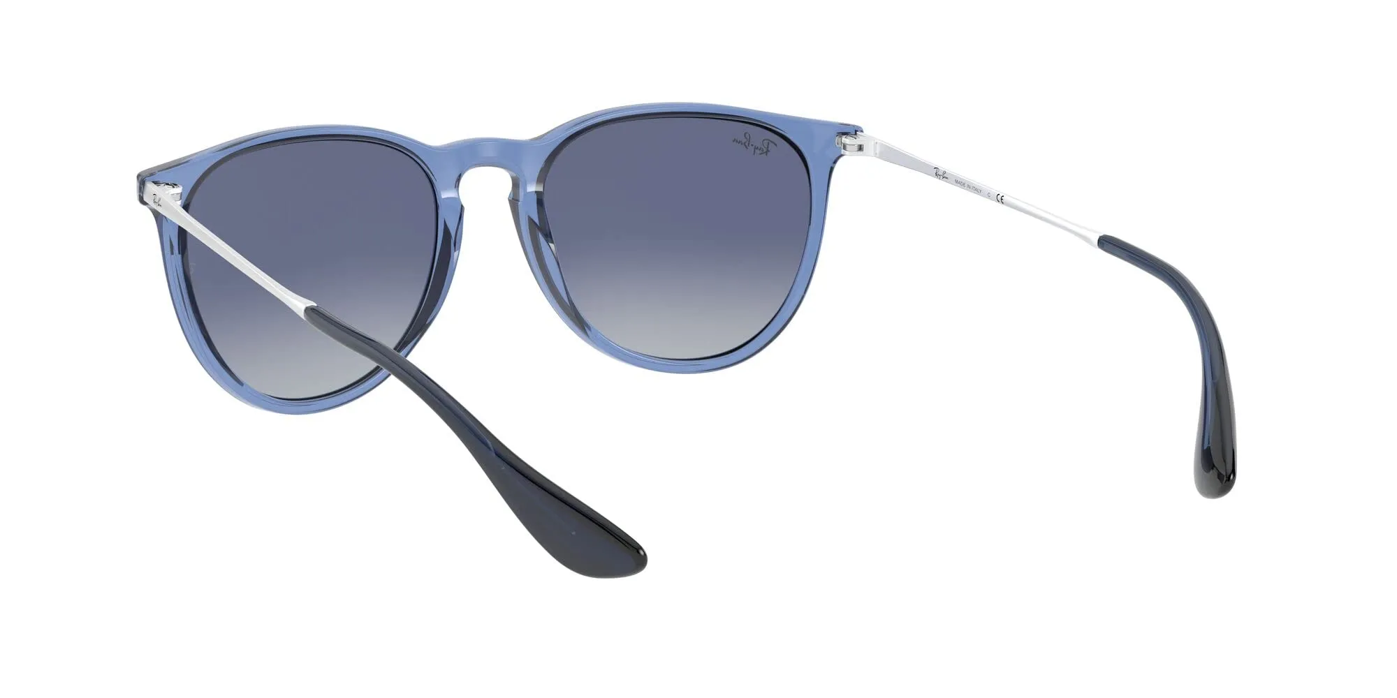 Ray-Ban RB4171 Erika Round Sunglasses, Transparent Blue/Light Grey Gradient Dark Blue, 54 mm