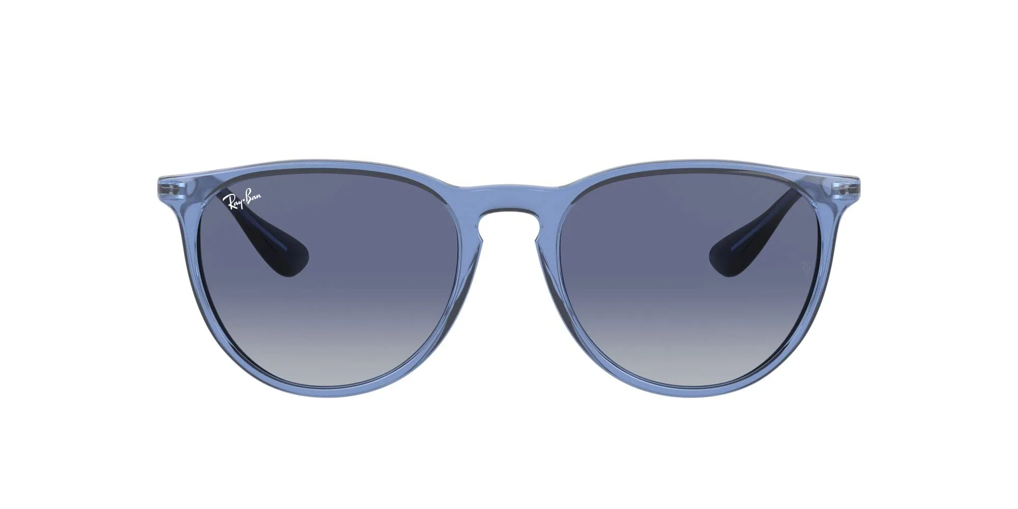 Ray-Ban RB4171 Erika Round Sunglasses, Transparent Blue/Light Grey Gradient Dark Blue, 54 mm
