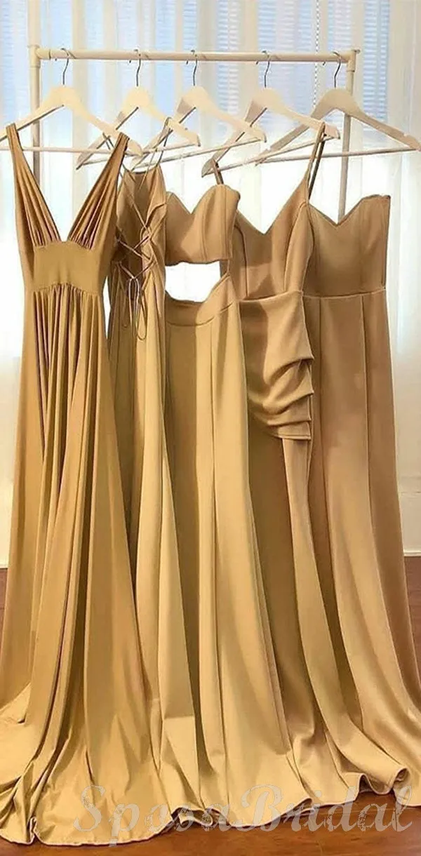 Red Gold Mismatched Popular Elegant Fashion New Unique Long Bridesmaid Dresses, Prom Dresses WG580