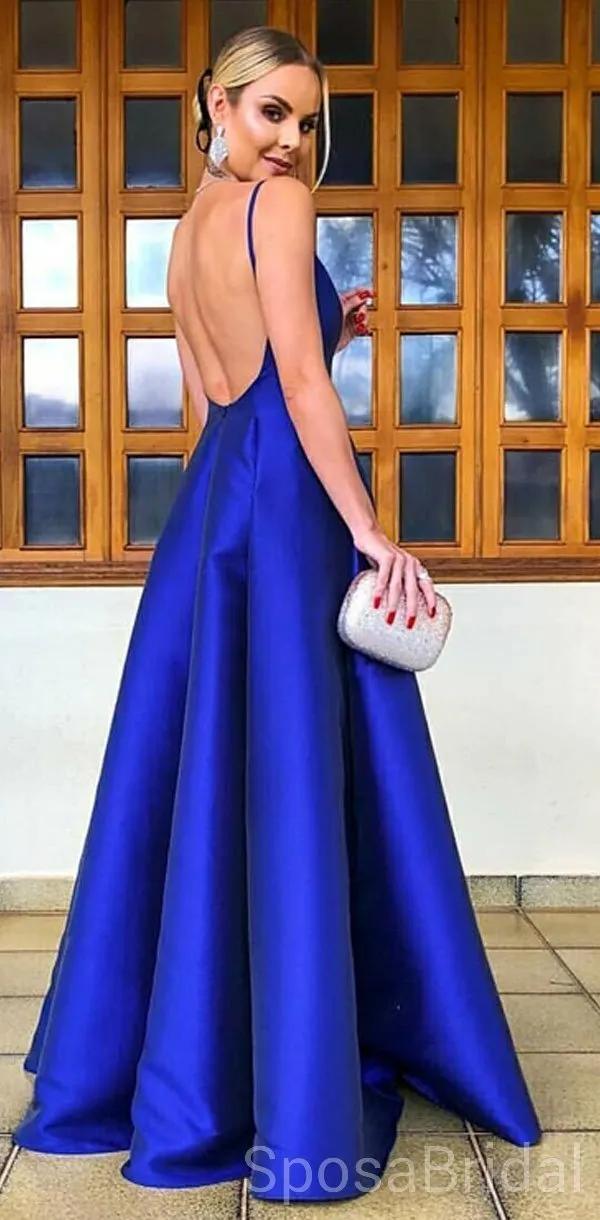 Royal Blue A-line Simple Modest Popular Custom Cheap Long Party Prom Dresses, PD1269