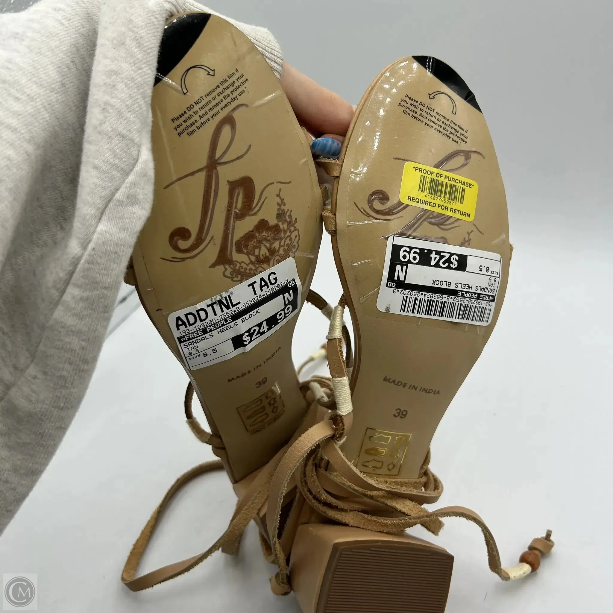 Sandals Heels Block By Free People In Tan, Size: 8.5