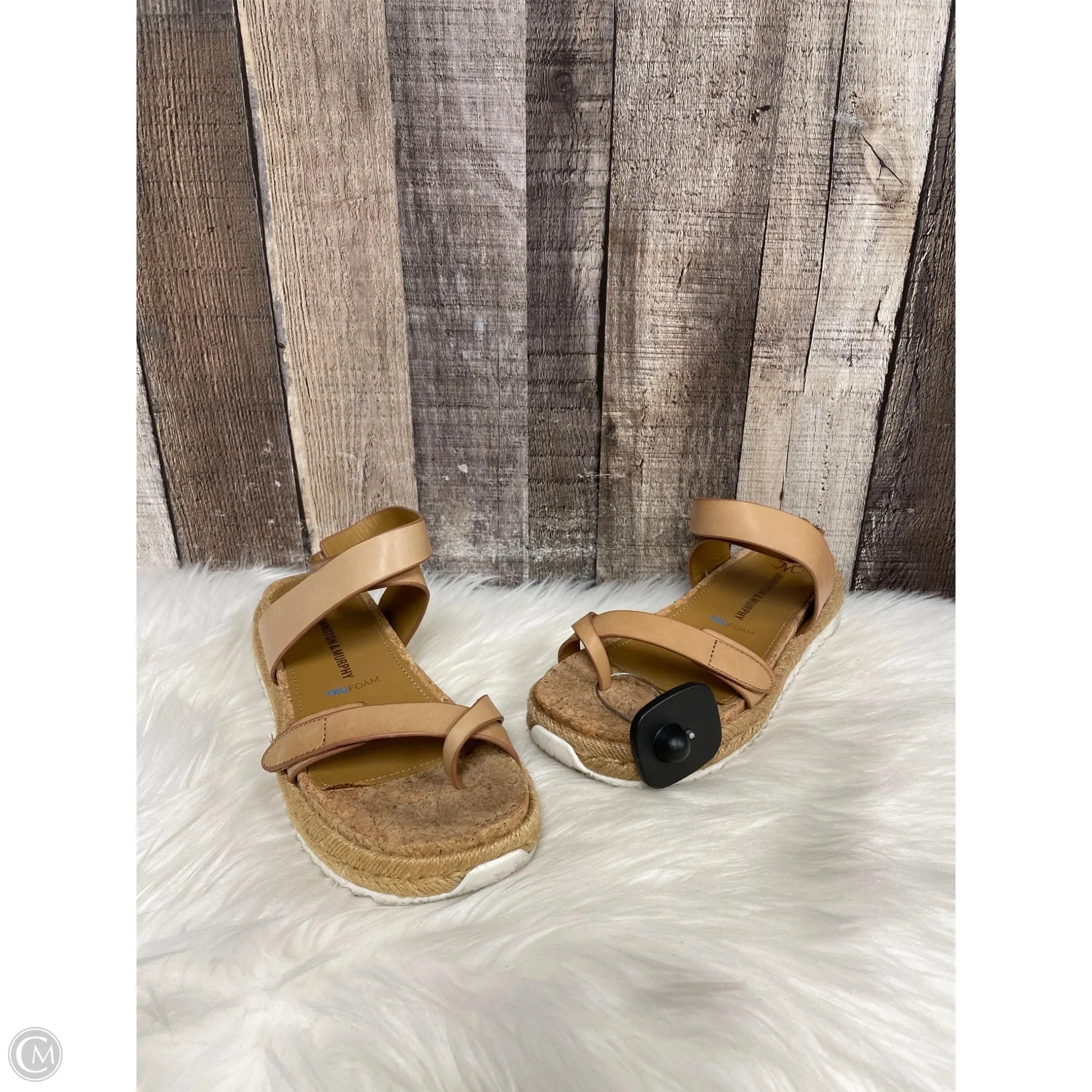 Sandals Heels Block By Johnston & Murphy In Tan, Size: 6.5