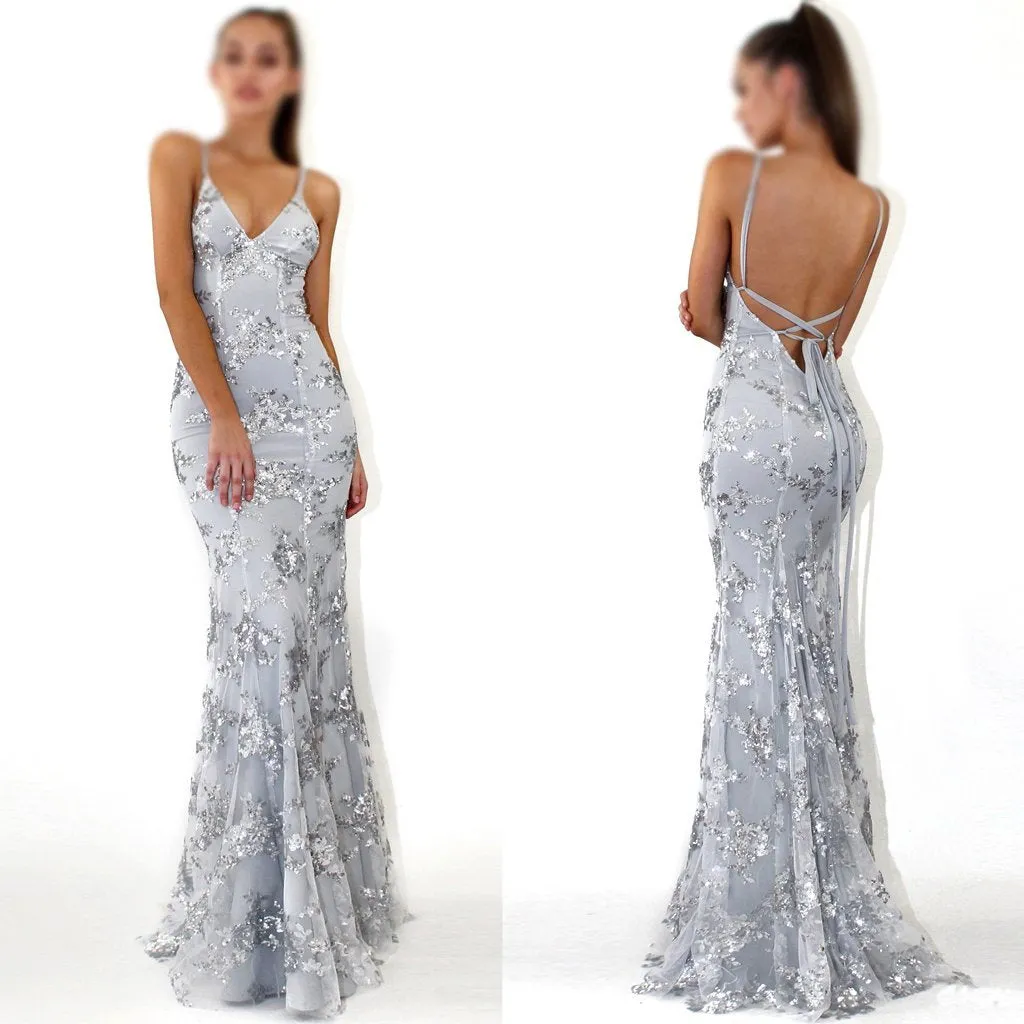 Sequin Silver Sparkly Mermaid Popular Newest Prom Dresses, Fashion Gown, Evening Dresses, PDY0102