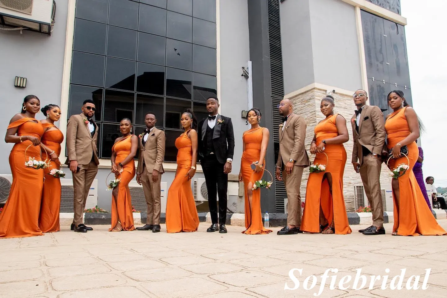 Sexy Mismatched Burnt Orange Soft Satin Mermaid Floor Length Bridesmaid Dresses, SFWG00532
