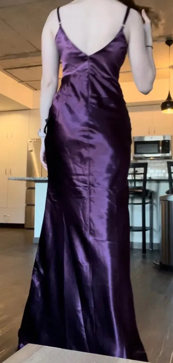 Sexy Purple  Mermaid Spaghetti Strap Long Prom Dresses,WGP432
