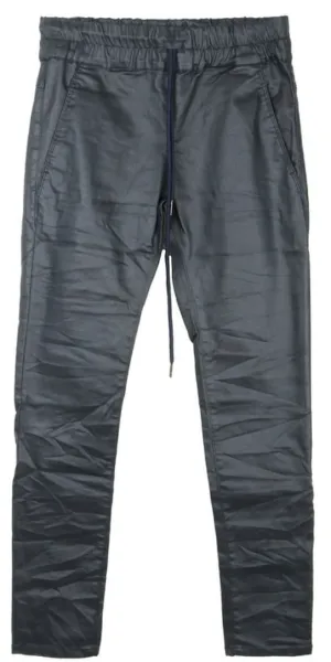 Shely Vegan Leather Pant - Navy