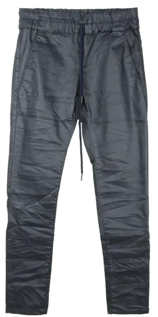 Shely Vegan Leather Pant - Navy