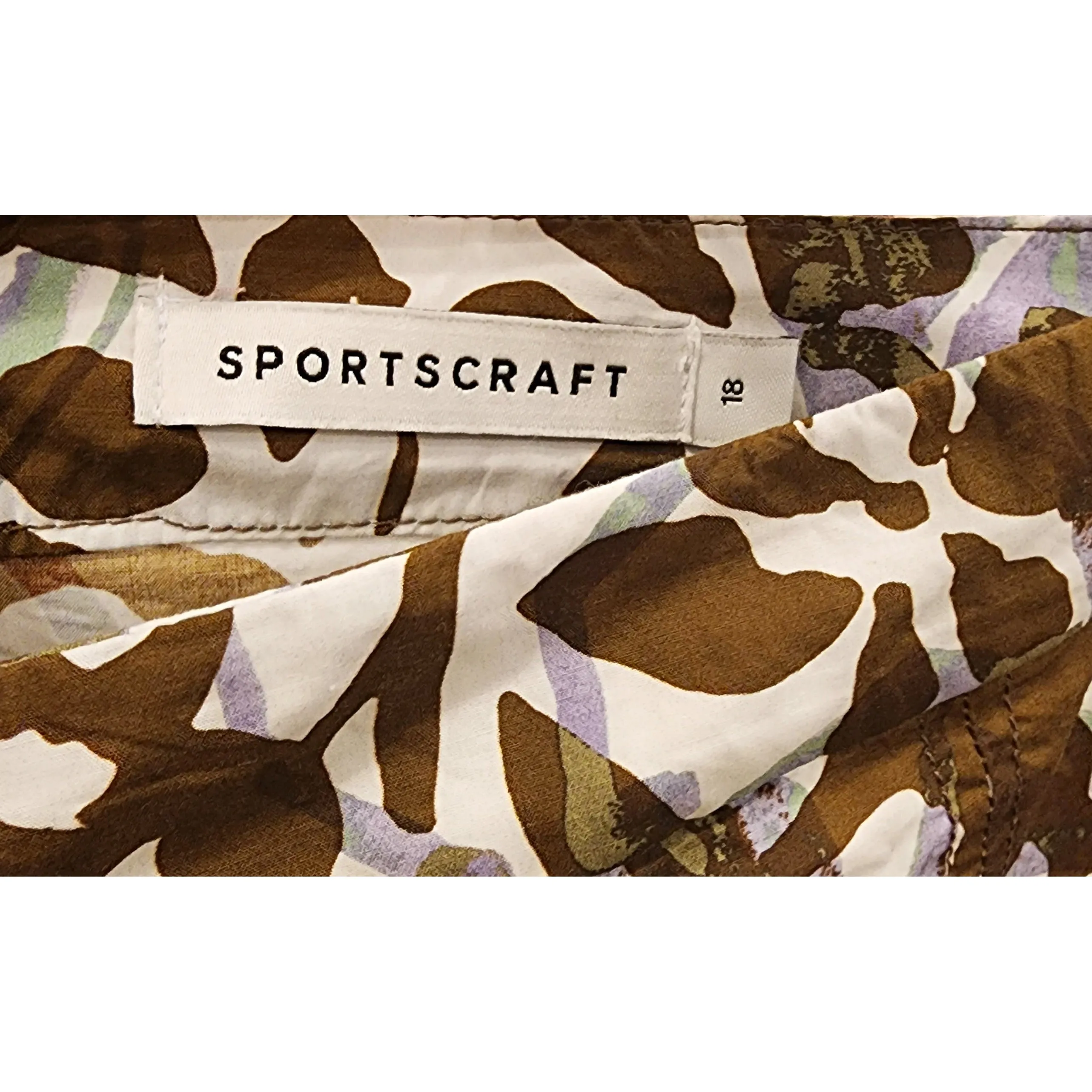 Sportscraft brown-based floral print skirt size 18 (fits sizes 16-18)