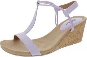 Style & Co. Womens Mulan Faux Suede T-Strap Wedge Sandals MULANF Purple 9M