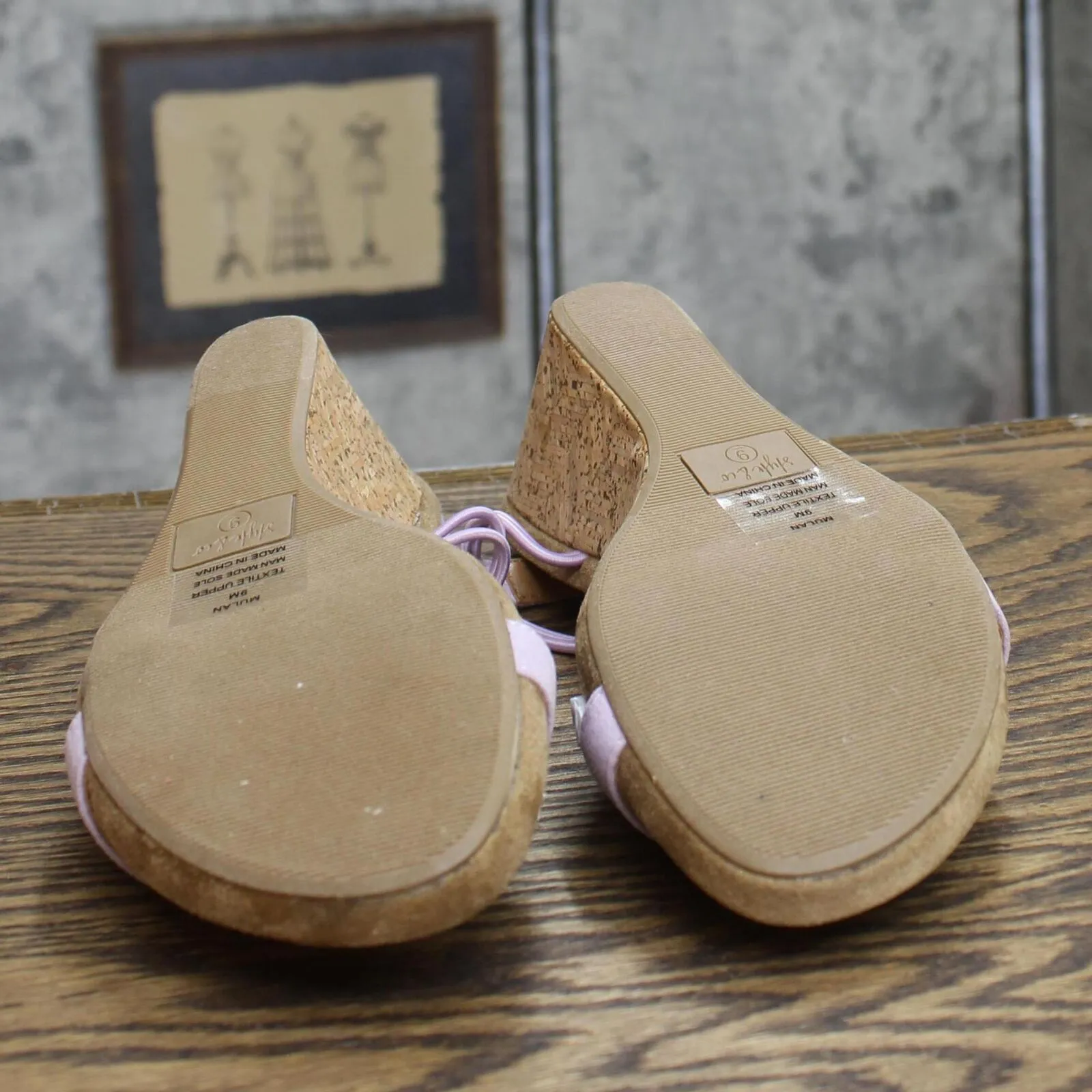 Style & Co. Womens Mulan Faux Suede T-Strap Wedge Sandals MULANF Purple 9M