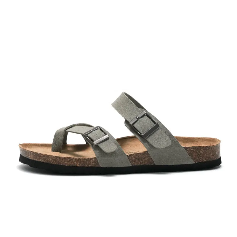 Stylish and Sustainable Cork Slippers with Metal and Leather Stitching