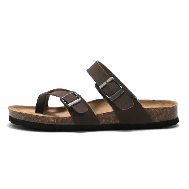 Stylish and Sustainable Cork Slippers with Metal and Leather Stitching