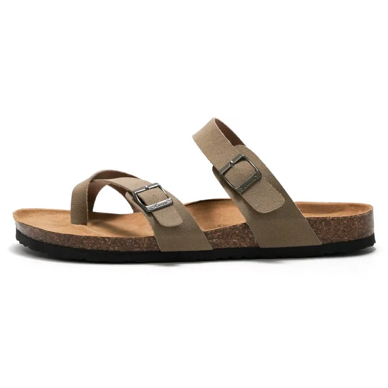 Stylish and Sustainable Cork Slippers with Metal and Leather Stitching