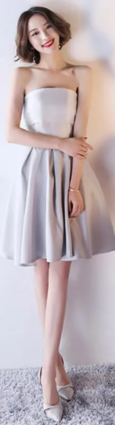 Summer Gray Short Mismatched Simple Cheap Bridesmaid Dresses Online, WG505