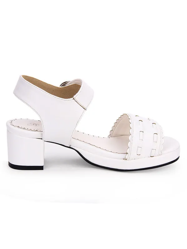 Sweet Lolita Sandals Patterned Strappy PU White Lolita Shoes
