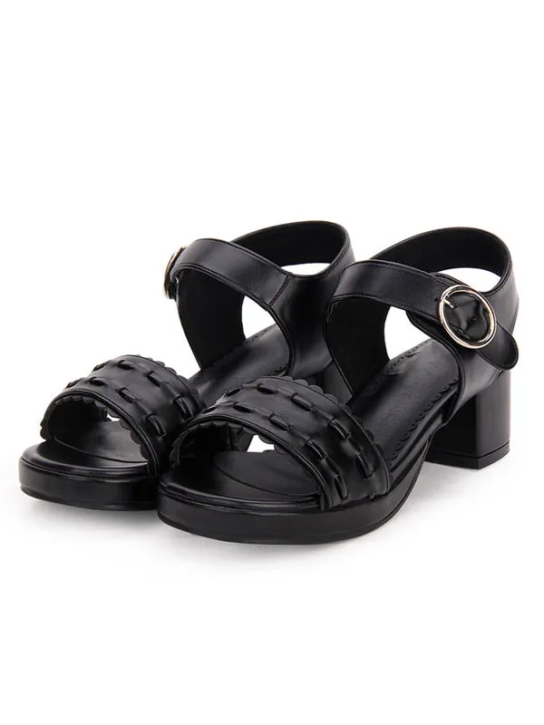 Sweet Lolita Sandals Patterned Strappy PU White Lolita Shoes