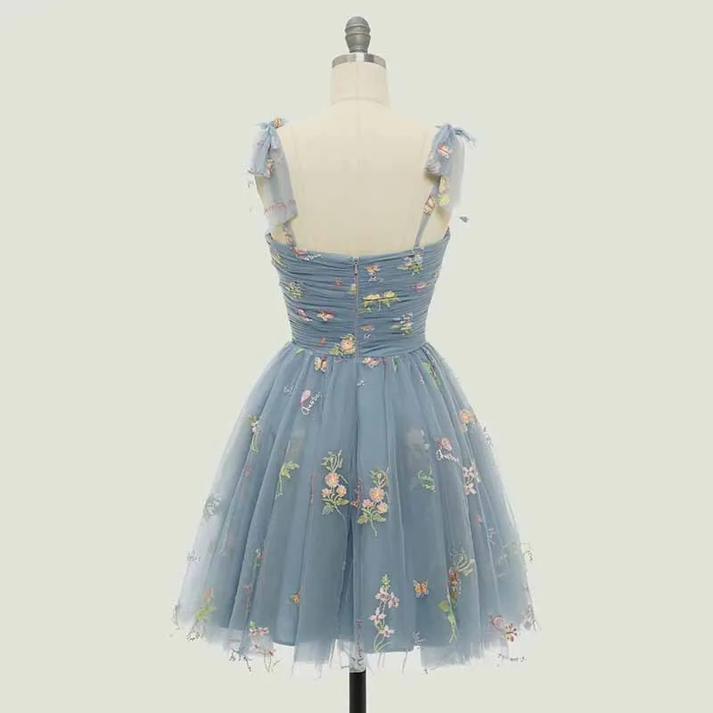 Sweetheart Short Homecoming Dress with Embroidery Floral Party Dress