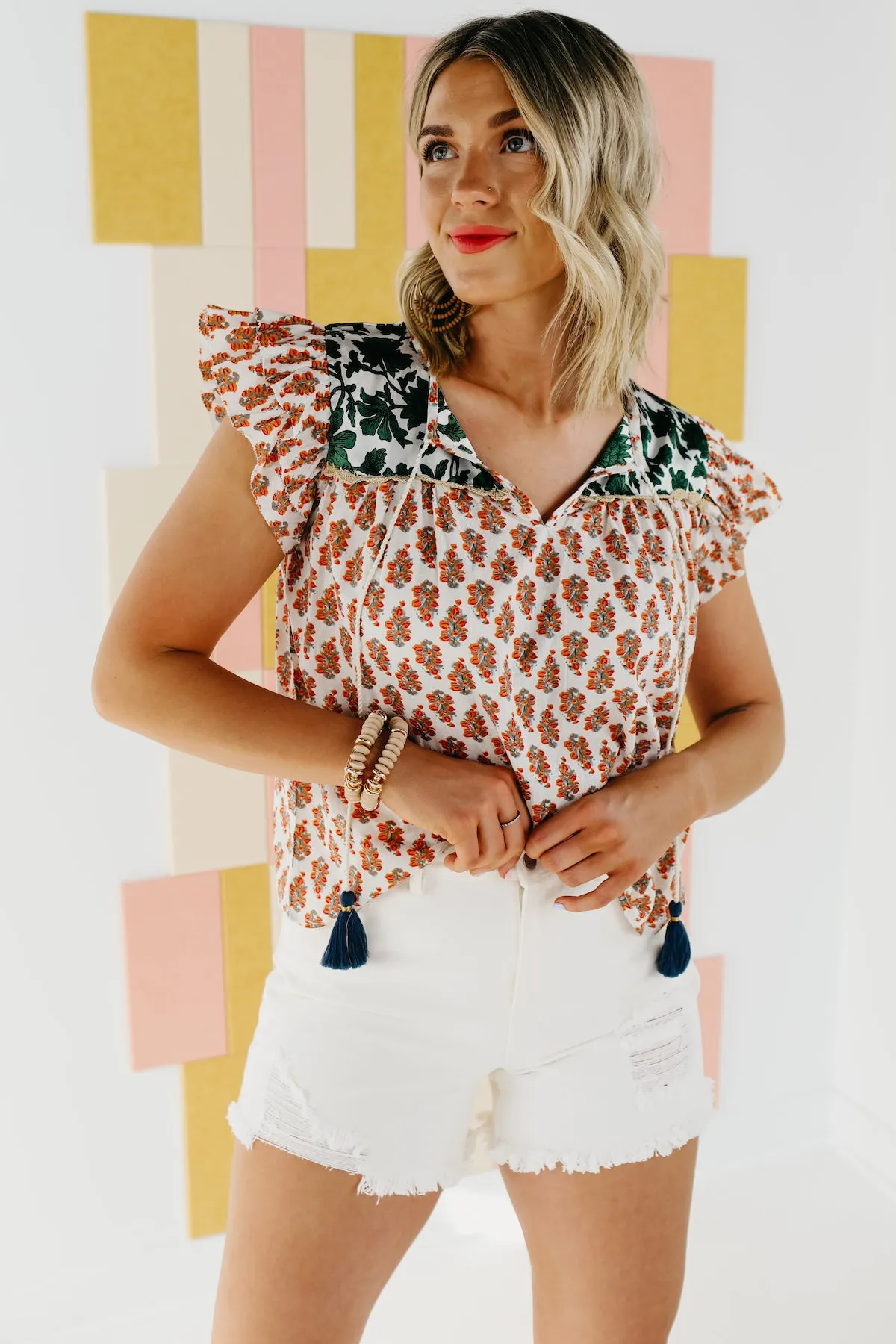 The Keira Mixed Media Top - FINAL SALE