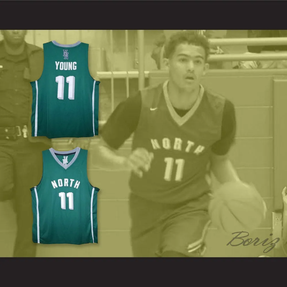 Trae Young 11 Norman North High School Timberwolves Green Basketball Jersey