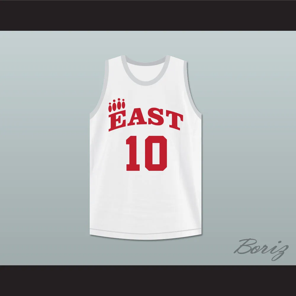 Troy Bolton 10 East High School Wildcats White Practice Basketball Jersey