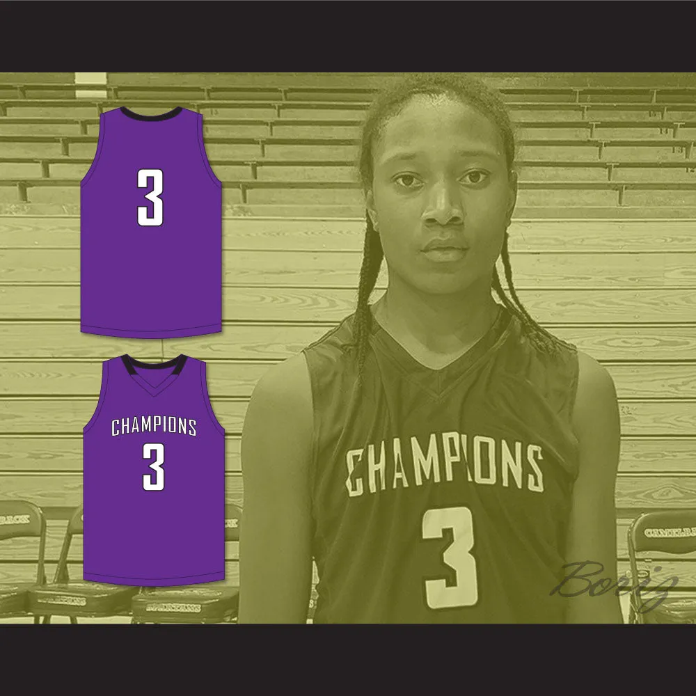 TyTy Washington Jr 3 Cesar Chavez High School Champions Purple Basketball Jersey 1