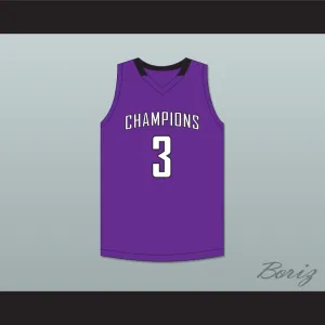 TyTy Washington Jr 3 Cesar Chavez High School Champions Purple Basketball Jersey 1