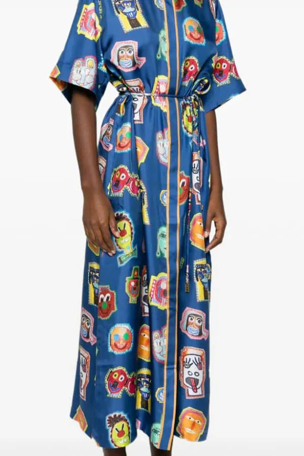 Unique Graffiti Fun Print Midi Dress