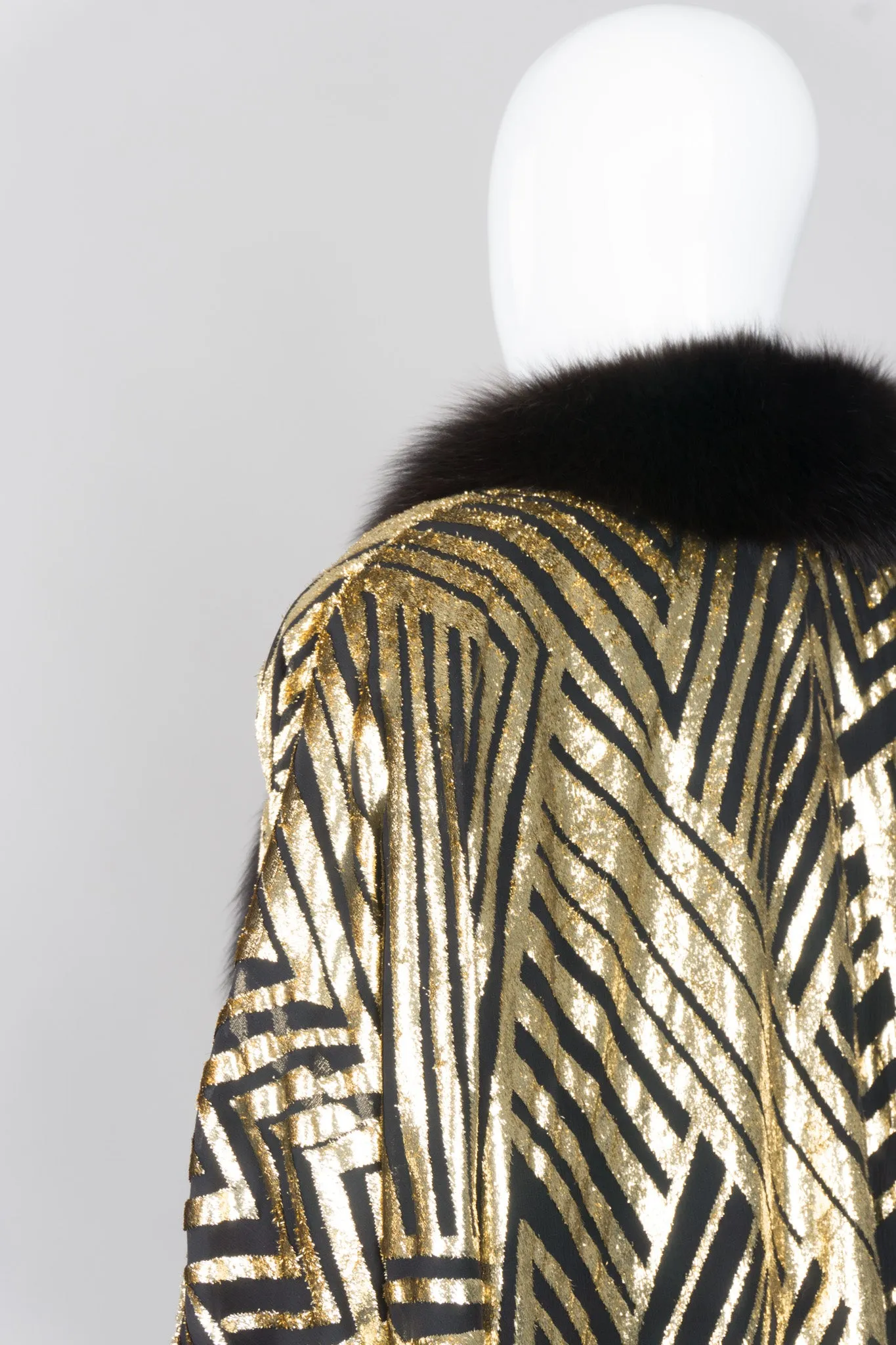 Velvet Lamé Fur Trim Cocoon Jacket