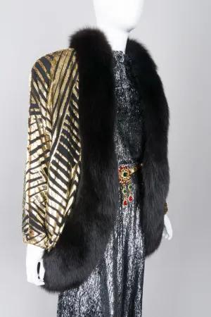 Velvet Lamé Fur Trim Cocoon Jacket