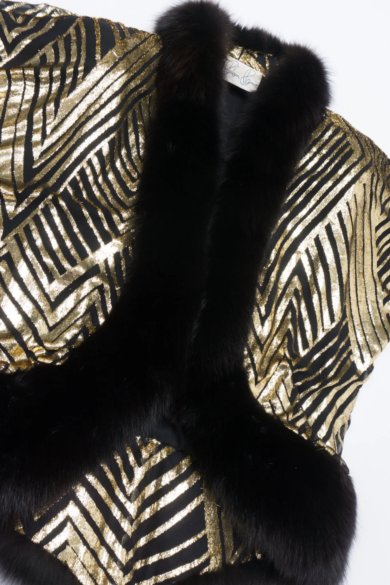 Velvet Lamé Fur Trim Cocoon Jacket