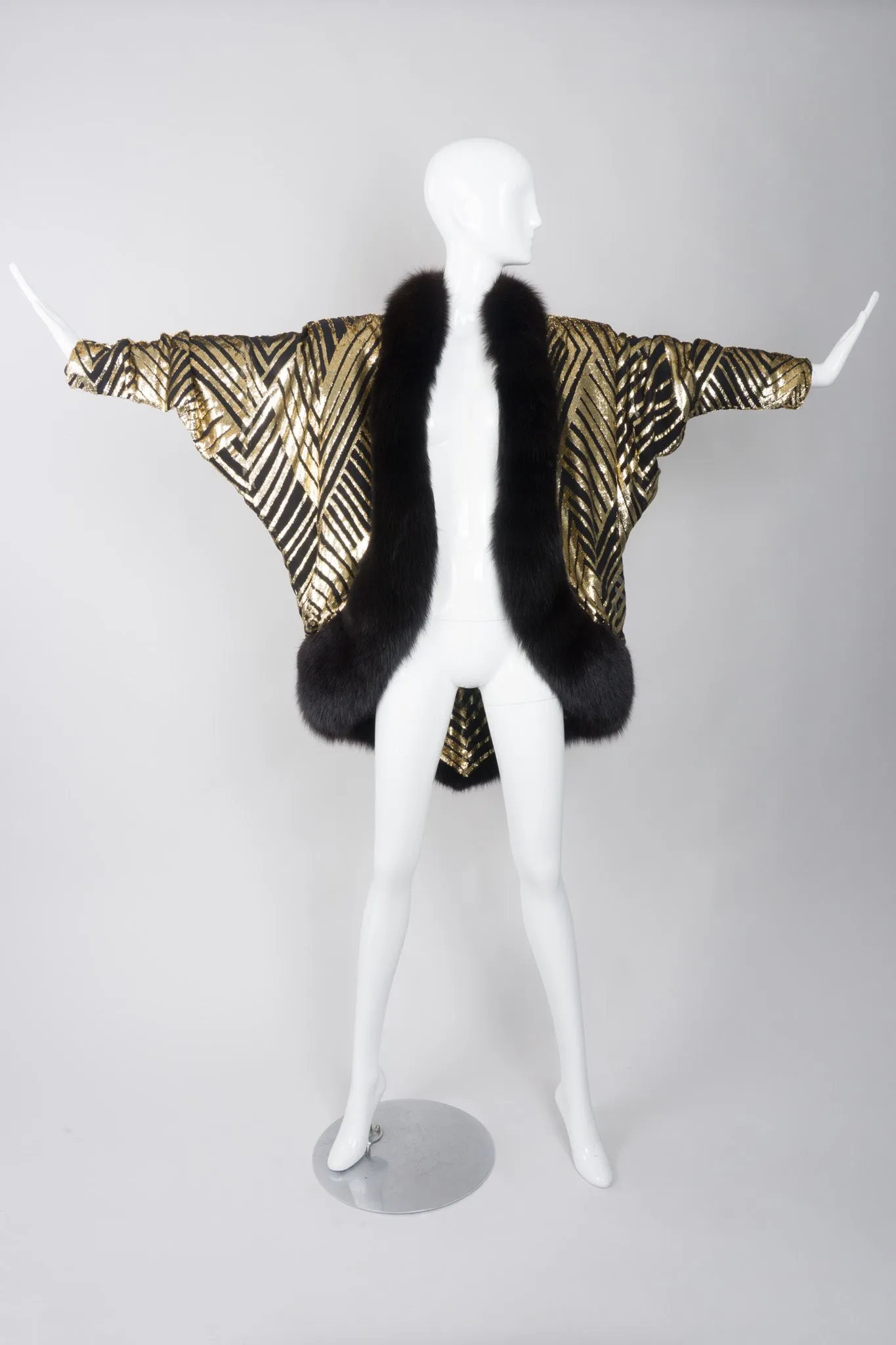 Velvet Lamé Fur Trim Cocoon Jacket