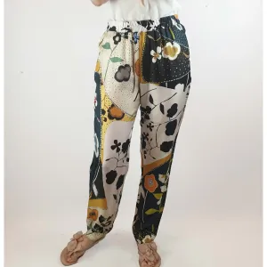 Visage 100% silk unique print straight leg pants size M (small fit, best fits size 10)