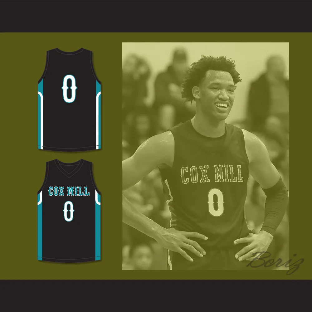 Wendell Moore Jr 0 Cox Mill High School Chargers Black Basketball Jersey 1