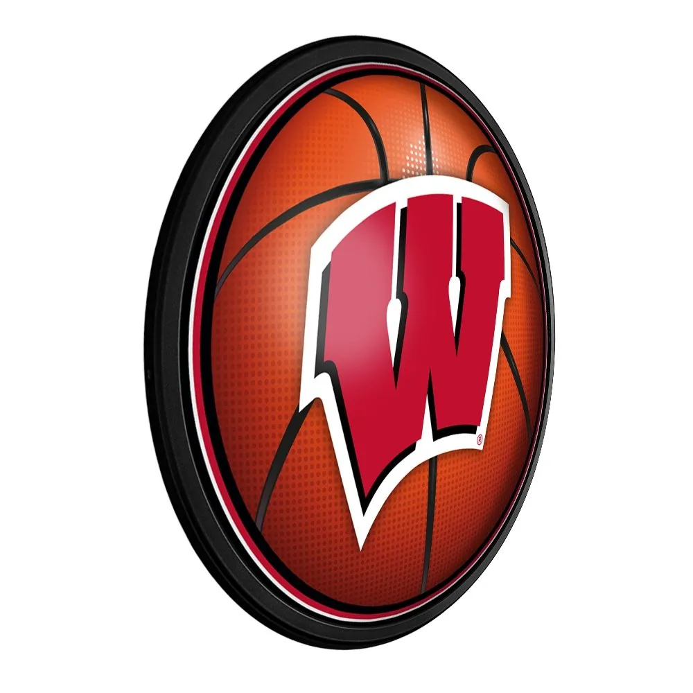 Wisconsin Badgers: Basketball - Round Slimline Lighted Wall Sign