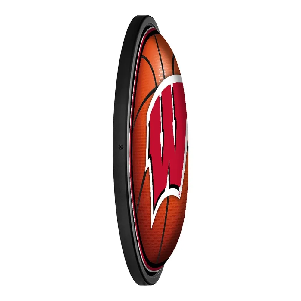 Wisconsin Badgers: Basketball - Round Slimline Lighted Wall Sign