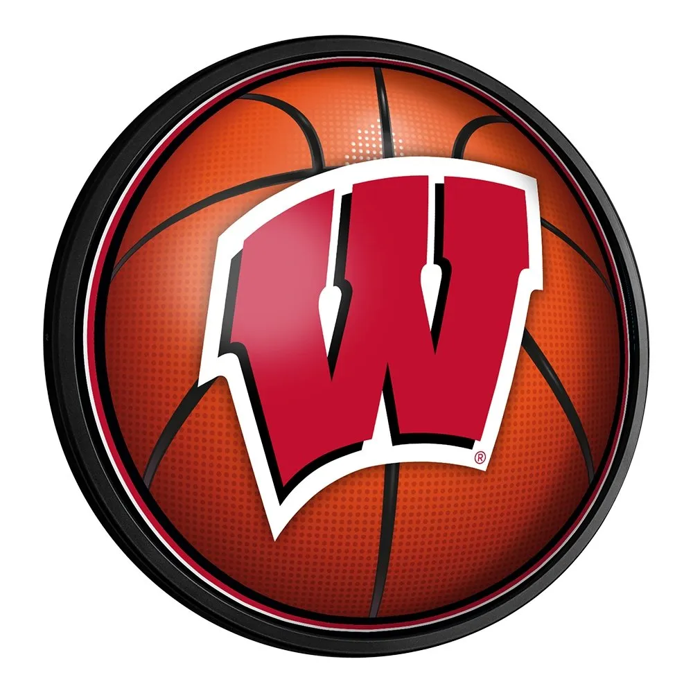 Wisconsin Badgers: Basketball - Round Slimline Lighted Wall Sign