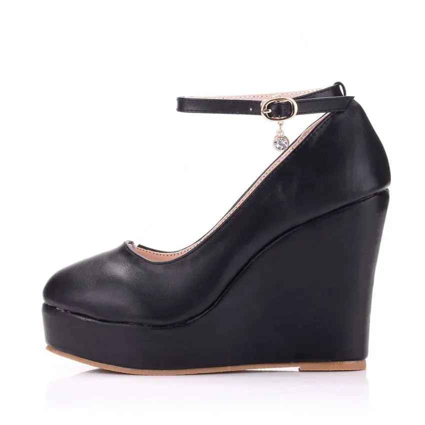 Women High Heels Buckle Ankle Strap Shoes