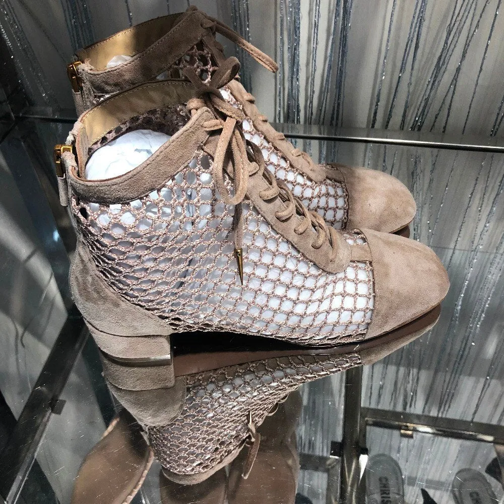 women ladies knitted suede leather sandals flat heel shoes boots