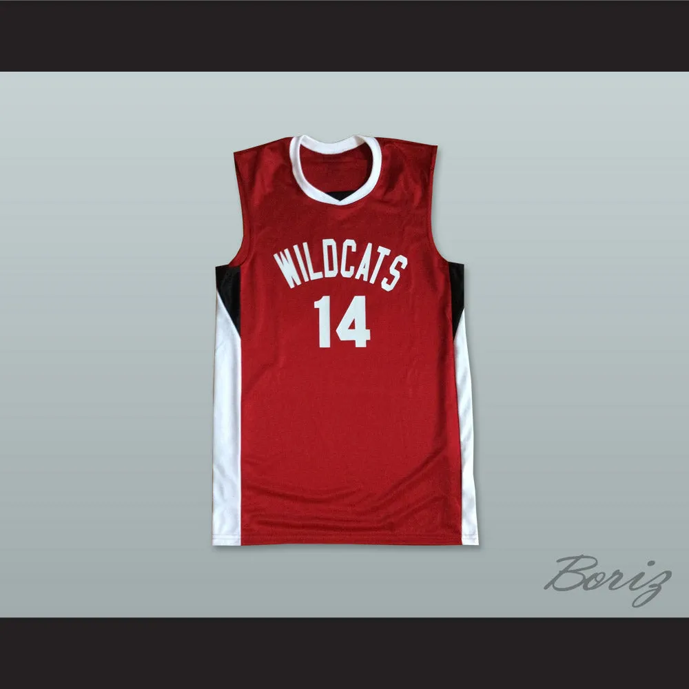 Zac Efron Troy Bolton 14 East High School Wildcats Red Basketball Jersey
