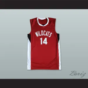 Zac Efron Troy Bolton 14 East High School Wildcats Red Basketball Jersey